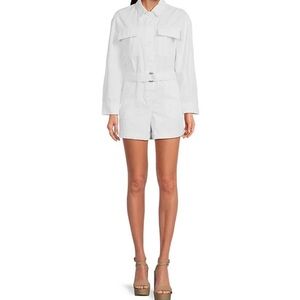 Gianni Bini Charlie denim long sleeve white shorts romper NWT